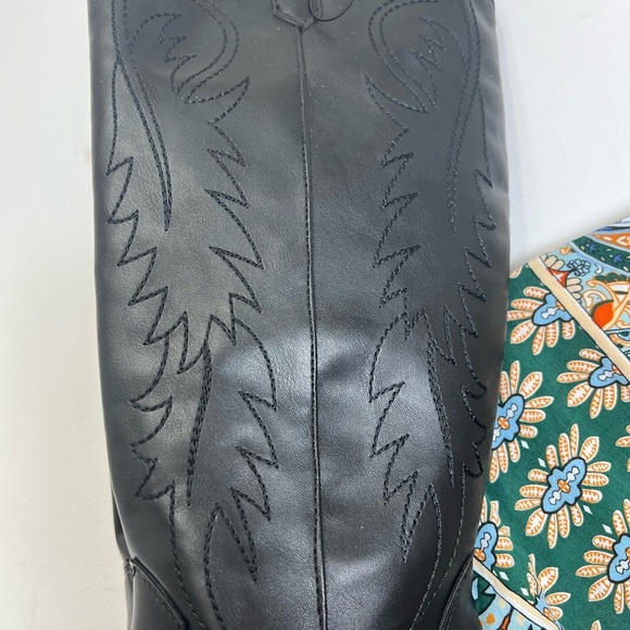 🆕Black vegan Leather Cowboy Boots 7 - Picture 3 of 7